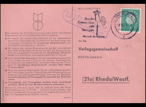 Landpost Nordholz-Ost über BREMERHAVEN 8.10.1960 auf Postkarte nach Rheda