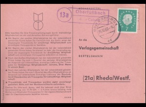 Landpost Oberfüllbach über COBURG 26.10.1960 auf Postkarte nach Rheda