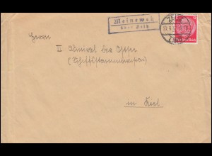 Landpost-Stempel Meineweh über Zeitz auf Brief ZEITZ LAND 22.3.1937 nach Kiel