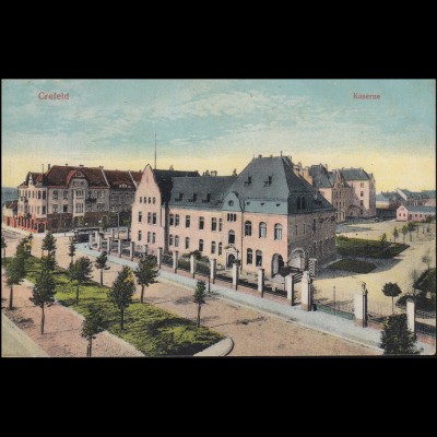Ansichtskarte Crefeld Kaserne, als Feldpostkarte 15.1.1919 nach Brüssel