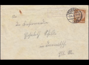 Landpost-Stempel Dahlenberg über TORGAU 13.4.1935 auf Drucksache