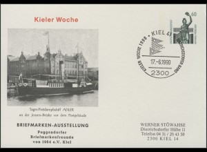 PP 151 SWK 60 Pf Kieler Woche: Tages-Postdampfschiff ADLER, SSt 17.6.90