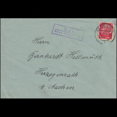 Landpost-Stempel Kay über Schwiebus Brief SCHWIEBUS 15.2.1941 nach Herzogenrath