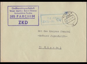 ZKD-Brief Großhandelsgesellschaft Waren täglicher Bedarf PARCHIM 25.6.69