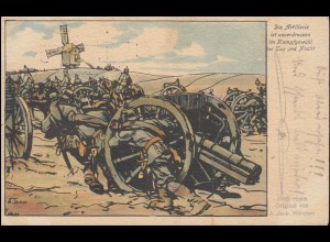 AK Die Wacht am Rhein Gemälde von A. Jank Artillerie, Feldpost Gardekops 8.7.16