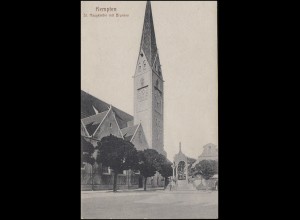 Bayern 15 Pf. Ludwig Volksstaat EF AK Kempten St. Maugkirche mit Brunnen 8.6.19