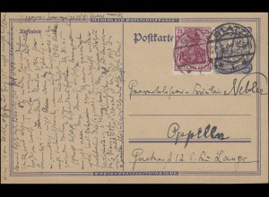 Postkarte P 146I Postreiter mit Germania 75 Pf. GLATZ 27.7.1922 nach Oppelln