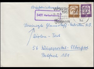 Landpost-Stempel 3401 Herbershausen auf Briefdrucksache GÖTTINGEN 23.4.1963