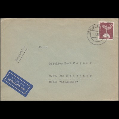 147 Lilienthal-Denkmal portogerechte EF Luftpost-Brief BERLIN-STEGLITZ 6.9.1956 