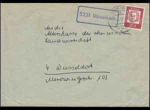 Landpost-Stempel 5231 Stürzelbach auf Brief ALTENKIRCHEN (WESTERWALD) 2.8.1963