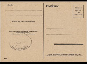Behelfsausgabe Postkarte P 705, Gebühr-bezahlt-Stempel 5.12.45, ungebraucht