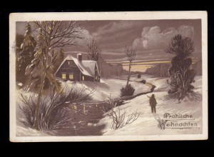 AK Weihnachten: Abenddämmerung Waldidyll Försterei Förster, CÖLN 4 - 24.12.1912