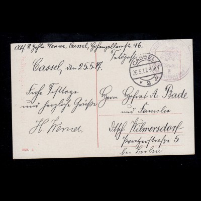 Feldpost BS Bekleidungsamt Abteilung II, AK Pfingsten, CASSEL 26.5.1917
