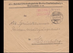 Infla-Notausgabe Gebühr-bezahlt-Stempel Reichswirtschaftsgericht BERLIN 12.9.23