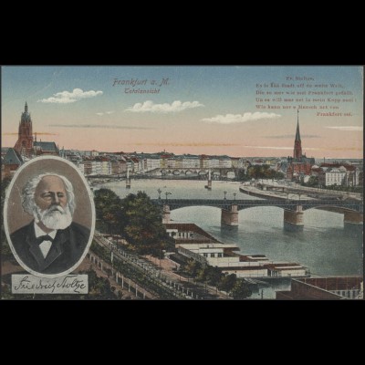 Ansichtskarte Frankfurt/Main Friedrich Stolze+Totalansicht, Feldpost 13.9.1917 