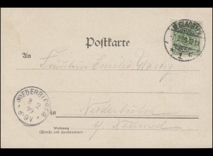 AK Mädchen mit Rosen & Liebesgedicht, MÖNCHENGLADBACH n. NIEDERBIEBER 8.2.1899
