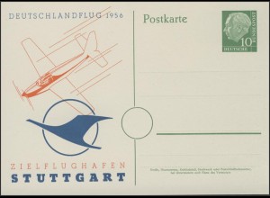 PP 8/7 Heuss 10 Pf. Deutschlandflug Stuttgart Aeroclub-Zeichen Sportflugzeug, **
