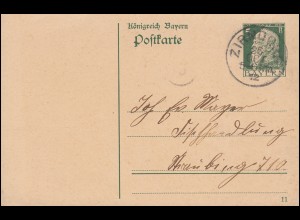 Bayern Postkarte P 87I/01 Luitpold DV 11, Einkreis ZIRNDORF 26.10.1912