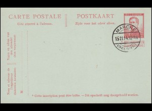 Belgien Postkarte P 63 König Albert Gefälligkeits-O MARCHE (BELGIEN) 15.11.14