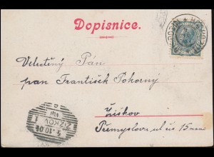 Österreich Ansichtskarte HOSPOZIN 4.10.1904 nach ZIZKOV 4.10.04