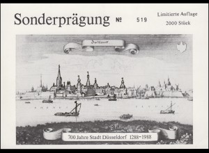 Sonderdruck Ansichtskarte vergoldet: 700 Jahre Stadt Düsseldorf 1288-1988