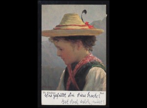 Künstler-AK Th. Kleehaas: Resi - Mädchen in Tracht, WAHNEBERGEN (ALLER) 4.5.1918