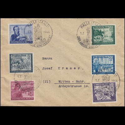 893V Reichspost 24 Pf mit PLF V auf Satzbrief mit SSt HALLE / SAALE 1.7.44 
