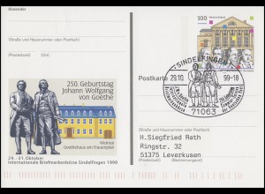 PSo 62 Goethes Geburtstag, SSt Sindelfingen Goethe-Schiller-Denkmal 29.10.99