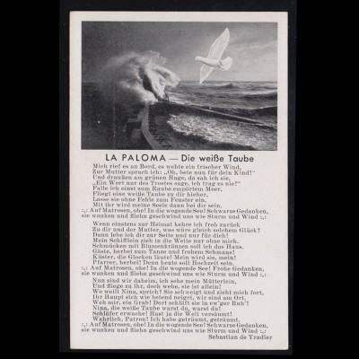 Lyrik-AK Sebastian de Yradler: LA PALOMA - Die weiße Taube, ungebraucht