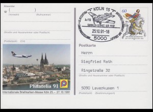 PSo 25 Köln PHILATELIA SSt Köln Flugzeug Ju F13 & Luftpostbeförderung 25.10.1991