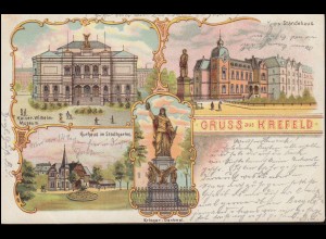 Ansichtskarte Gruss aus Krefeld mit 4 Bildern CREFELD 1.8.1899 nach BREYELL 2.8.