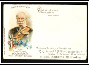 AK 100. Geburtstag Kaiser Wilhelm des Großen 1797-1897, ungebraucht