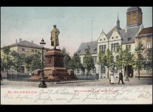 Ansichtskarte Mönchengladbach Bismarck-Denkmal und neues Postamt, NEUWERK 6.6.11
