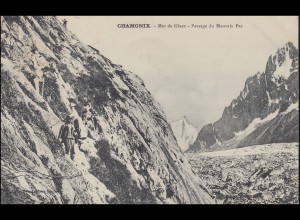 Frankreich Ansichtskarte CHAMONIX Mer de Glace - Passage du Mauvais Pas, 1910