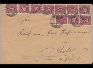 66 Dienstmarke 60 Pf. als MeF auf Infla-Brief RÜSTINGEN 9.11.1922 nach Sande