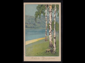 AK Pfingsten: Flusslandschaft mit Birken, ZWICKAU (SACHSEN) 14.5.1910