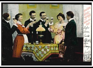 AK Glückwünsche Geburtstag Anstoßen mit Wein, REINBEK 12.4.1905