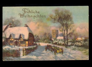 AK Weihnachten: Winter Dorfstraße mit Holztransport MÜHLHAUSEN/THÜRING. 24.12.27