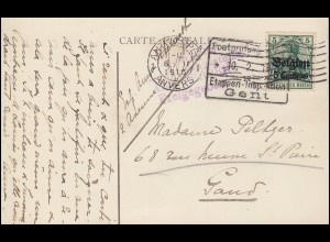 Zensur Postprüfungsstelle 10.2.1916 Etappeninspektion Gent auf Postkarte EF 2