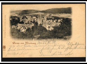 AK Gruss aus Marburg - Panorama, MARBURG (BZ. CASSSEL) b 25.8.1898 