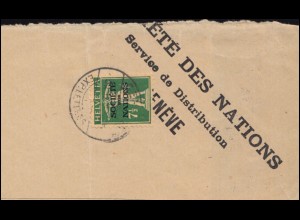 Völkerbund (SDN) 30x Tellknabe auf Briefstück GENF 30.9.1929