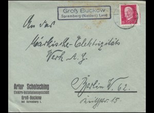 Landpost GROß BUCKOW über SPREMBERG Niederlausitz (Land) 16.3.1929 nach BERLIN