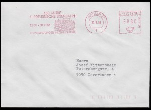 Absenderfreistempel 1. Preussische Eisenbahn & Zehlendorf, Brief Berlin 30.9.88