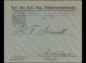 Heeressache Feldzeugmeisterei MÜNCHEN 10.4.1918 nach Michelau