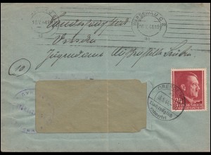78 Freimarke EF Brief WARSCHAU 16.5.44 BS Bahndirektion an das Jugendamt Guben