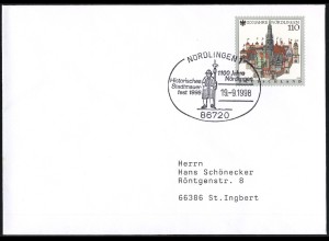1965 Nördlingen, EF Brief SSt Nördlingen Historisches Stadtmauerfest 19.9.1998