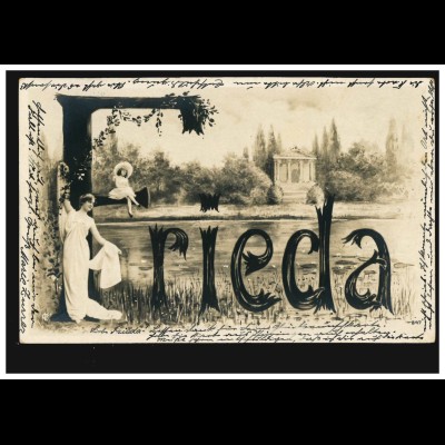 Ansichtskarte Vornamen: Frieda, Parkanlage, Ortspostkarte MÜNCHEN 13.9.1904