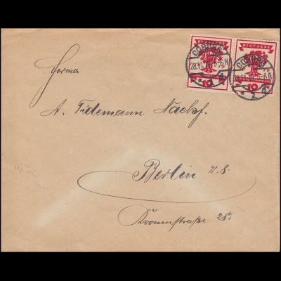 107 Nationalversammlung im Paar als MeF auf Brief COBURG 28.11.1919 nach Berlin