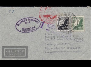 Deutsche Luftpost Europa-Südamerika Lp-Bf. SSt SCHRAMBERG Uhrenstadt März 1938