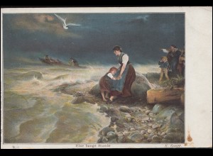 Ansichtskarte Gemälde von Karl Raupp: Eine lange Stunde, ungebraucht